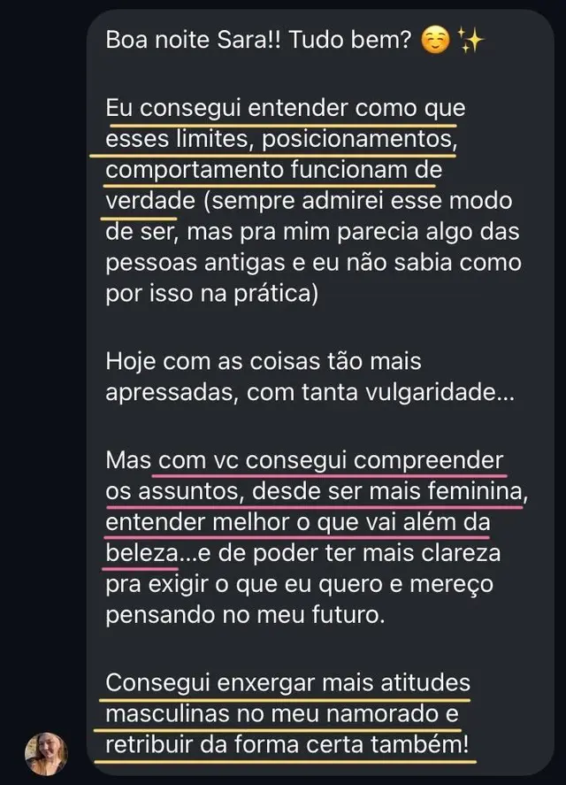 Depoimento de aluna